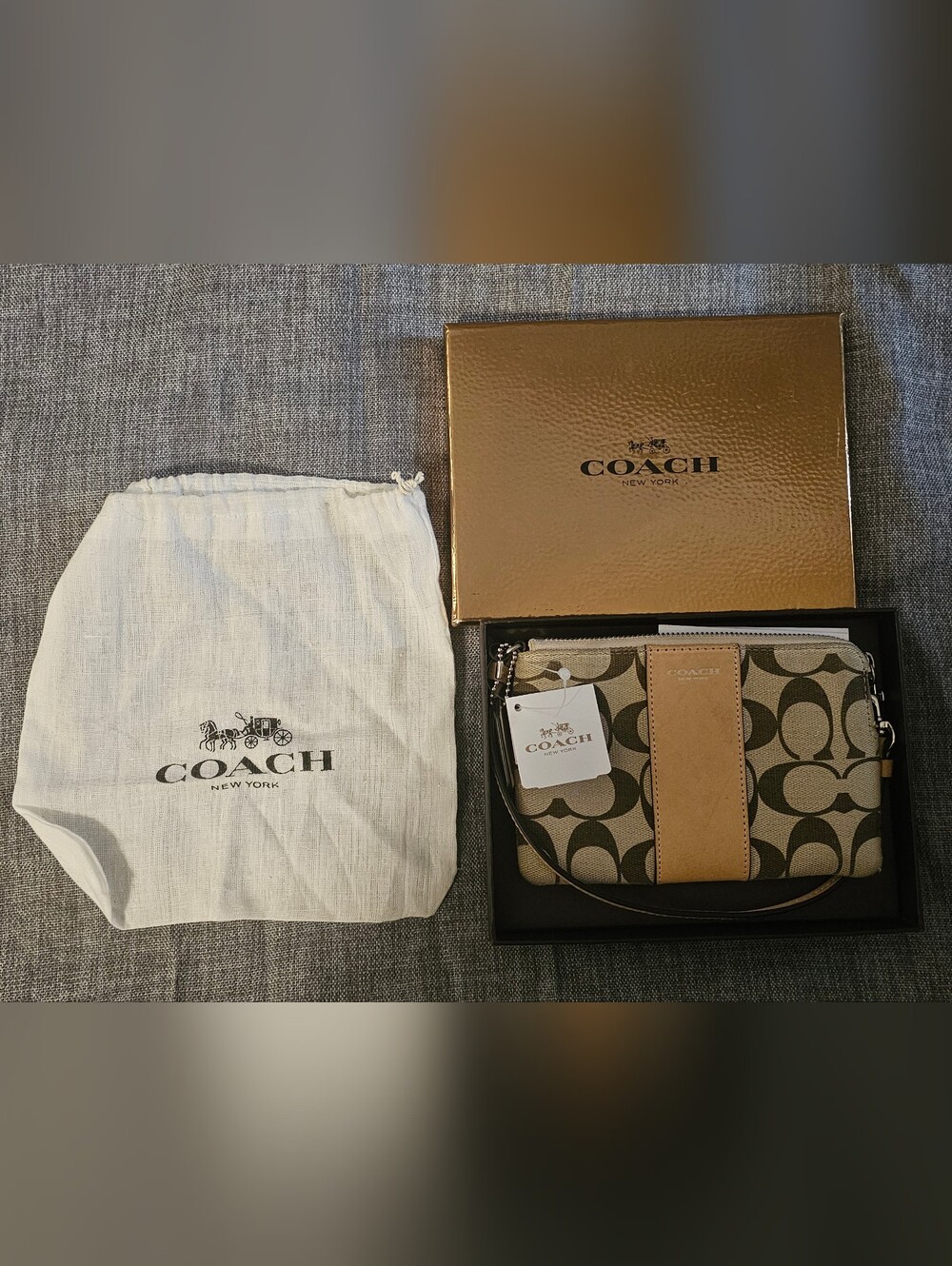 Coach Brown/Tan Signature Wristlet